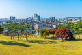 SUWON, KOREA, OCTOBER 24, 2019: Landscape of Suwon behind Hwaseong fortress, Republic of Korea