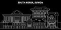 Suwon silhouette skyline. South Korea - Suwon vector city, korean linear architecture. Suwon line travel illustration