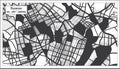 Suwon South Korea City Map in Black and White Color in Retro Style