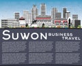 Suwon South Korea City Skyline with Color Buildings, Blue Sky and Copy Space