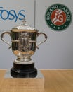 The Suzanne-Lenglen cup the women`s singles Roland Garros champion trophy on display at Court Philippe Chatrier in Paris, France