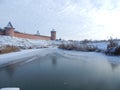 Suzdal Cremlin. View from frozen river Royalty Free Stock Photo