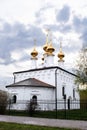 Suzdal, Russia - April 25, 2023. Church of the Lord\'s Entry into Jerusalem against a cloudy sky