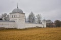 Suzdal / Russia - March 08, 2020: view of the white walls of the Intercession Monastery in Suzdal Royalty Free Stock Photo