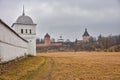Suzdal / Russia - March 08, 2020: view of the white walls of the Intercession Monastery in Suzdal Royalty Free Stock Photo