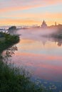 Suzdal town landscape at sunrise