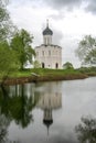 Suzdal, Vladimir Oblast/ Russia- May 13th, 2012: The Church of the Intercession of the Holy Virgin on the Nerl River Royalty Free Stock Photo