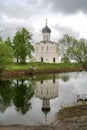 Suzdal, Vladimir Oblast/ Russia- May 13th, 2012: The Church of the Intercession of the Holy Virgin on the Nerl River Royalty Free Stock Photo