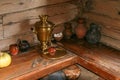 Suzdal, Vladimir Oblast/Russia-May 12th, 2012: Russian traditional house ware at the Museum of Wooden Architecture in Suzdal Royalty Free Stock Photo