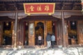 Old and beautiful Chinese wooden structure in the Hanshan Temple in Suzhou