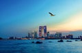 Suzhou skyline and Jinji Lake Royalty Free Stock Photo