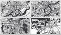 Suzhou, Shanghai, Shenzhen and Shenyang China City Maps Set in Black and White Color in Retro Style Royalty Free Stock Photo