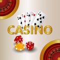 Casino online game with creative playing card , roulette machine and dice