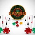 Casino online game with creative playing card , roulette machine and dice