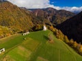 Sv. Marko chapel in Lower Danje, Slovenia , aerial drone view