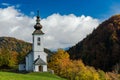 Sv. Marko chapel in Lower Danje, Slovenia at autumn colors