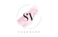 SV S V Watercolor Letter Logo Design with Circular Brush Pattern