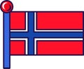 Svalbard and jan mayen flag on flagpole vector