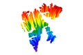 Svalbard - map is designed rainbow abstract colorful pattern, Spitsbergen, Nordaustlandet and Edgeoya map made of color explosion