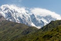 Svaneti - Panoramic view on peak Jangi-Tau(Dzhangi-Tau) in the Greater Caucasus Mountain Range in Georgia. Royalty Free Stock Photo