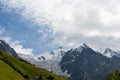 Svaneti - Panoramic view on Tetnuldi Peak, located in Greater Caucasus Mountain Range in Georgia. Royalty Free Stock Photo