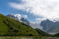 Svaneti - Panoramic view on Tetnuldi Peak, located in Greater Caucasus Mountain Range in Georgia. Royalty Free Stock Photo