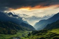 Svanetis Goulet pass in Europe, cloaked in dense Caucasus fog