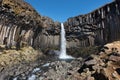 Svartifoss in Iceland with rainbow Royalty Free Stock Photo