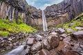 Svartifoss waterfall, detail of the upper part of the most beautiful waterfall in southern Iceland
