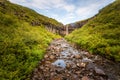 Svartifoss waterfall, detail of the upper part of the most beautiful waterfall in southern Iceland