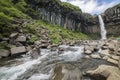 Svartifoss waterfall in Skaftafell national park in Iceland Royalty Free Stock Photo