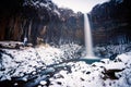 Svartifoss waterfall in winter