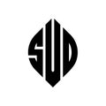 SVD circle letter logo design with circle and ellipse shape. SVD ellipse letters with typographic style. The three initials form a