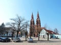 Sveksna town square and beautiful church, Lithuania Royalty Free Stock Photo