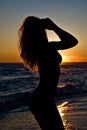 Svelte girl silhouette against the sunset Royalty Free Stock Photo