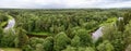 River curve in Anyksciai, forest aerial panorama, Lithuania