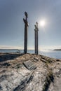 Sverd i fjell, Swords in Rock, a monument in the Hafrsfjord, Stavanger Royalty Free Stock Photo