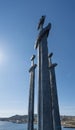 Sverd i fjell, Swords in Rock, a monument in the Hafrsfjord, Stavanger Royalty Free Stock Photo