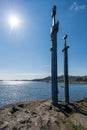 Sverd i fjell, Swords in Rock, a monument in the Hafrsfjord, Stavanger Royalty Free Stock Photo