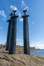 Sverd i fjell, Swords in Rock, a monument in the Hafrsfjord, Stavanger Royalty Free Stock Photo