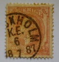 WORLD VINTAGE STAMP STOCKHOLM 1887 , FINE GRAFICS. Royalty Free Stock Photo