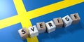 Sverige - Sweden - wooden cubes and country flag Royalty Free Stock Photo