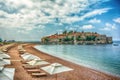 Sveti Stefan hotel island and beach Royalty Free Stock Photo