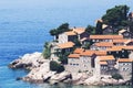 Sveti Stefan island in Budva in a beautiful summer day, Montenegro. Adriatic sea, Montenegro, Europe. Beautiful world of Mediterra Royalty Free Stock Photo