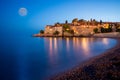 Sveti Stefan island in Montenegro at night