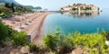 Sveti Stefan sea islet (Montenegro). Summer panorama. Royalty Free Stock Photo