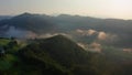 Sveti Tomaz, Slovenia - 4K aerial moving time-lapse hyperlapse of a magical misty sunrise over the Slovenian Alps