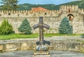 Svetitskhoveli Cathedral is a Georgian Orthodox cathedral in Mtskheta cross Royalty Free Stock Photo