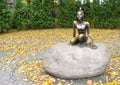 SVETLOGORSK, RUSSIA. Bronze sculpture `Tsarevna frog` in the fall