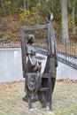 SVETLOGORSK, RUSSIA. Sculpture group `Artist at Molbert.` Creative Park `Muse.` Kaliningrad region
